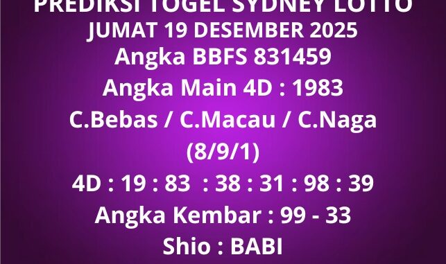 Prediksi Togel Sydney Lotto