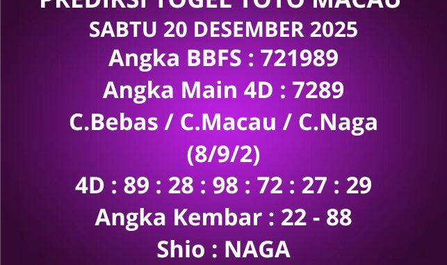 Prediksi Togel Toto Macau