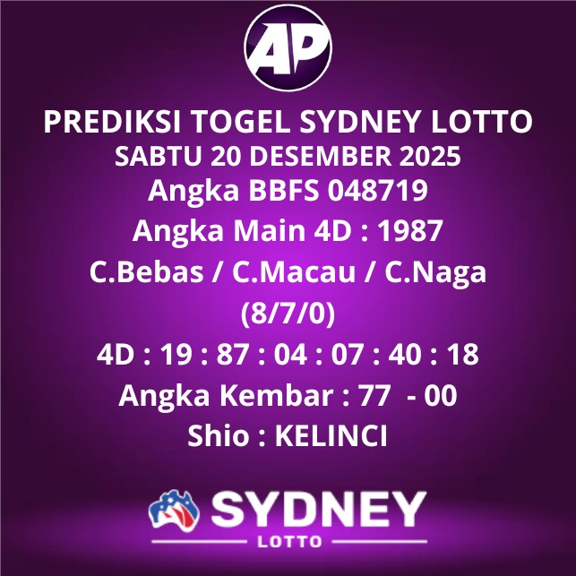 Prediksi Togel Sydney Lotto
