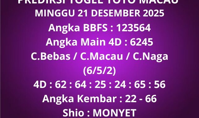 Prediksi Togel Toto Macau