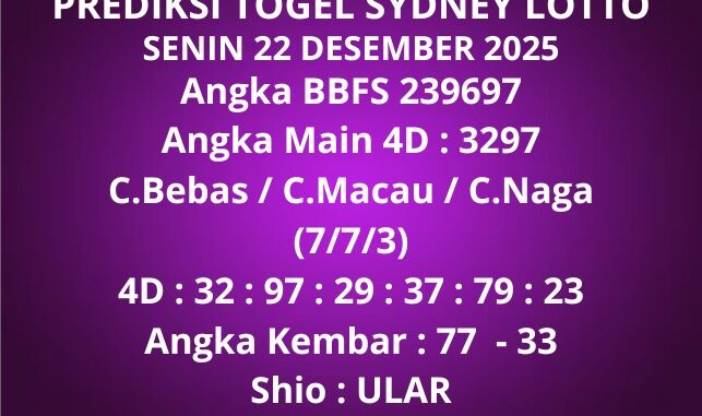 Prediksi Togel Sydney Lotto