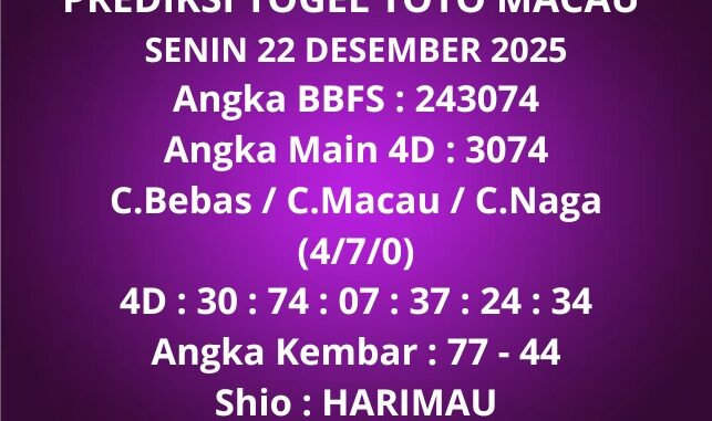 Prediksi Togel Toto Macau