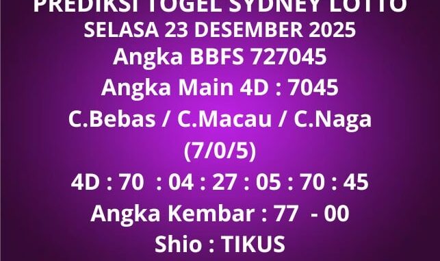 Prediksi Togel Sydney Lotto
