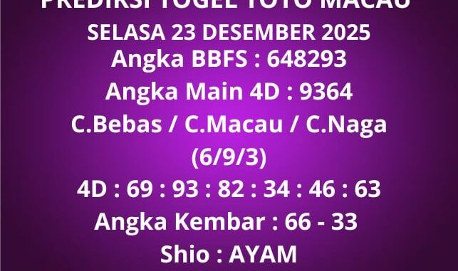 Prediksi Togel Toto Macau