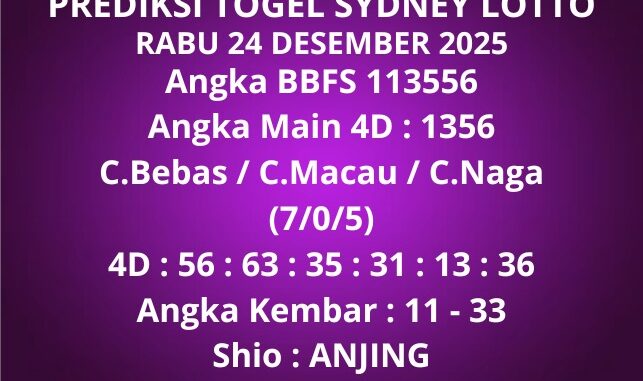 Prediksi Togel Sydney Lotto