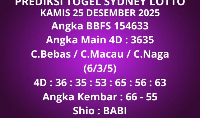 Prediksi Togel Sydney Lotto