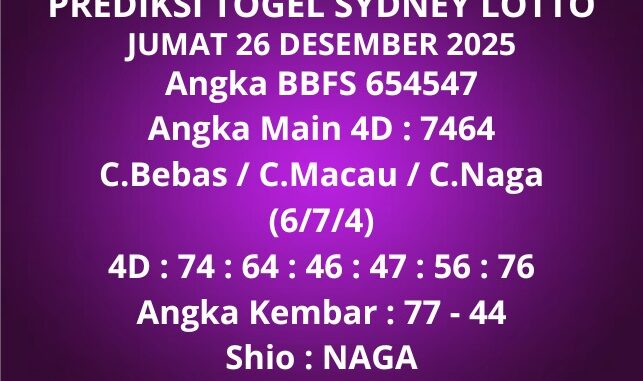 Prediksi Togel Sydney Lotto