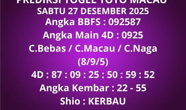 Prediksi Togel Toto Macau