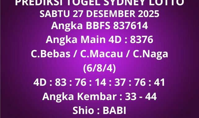 Prediksi Togel Sydney Lotto