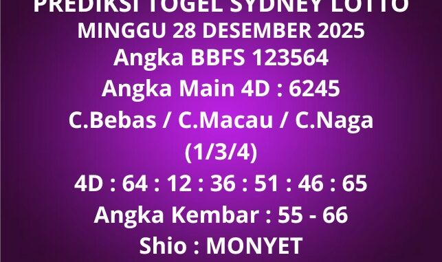 Prediksi Togel Sydney Lotto