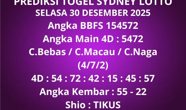 Prediksi Togel Sydney Lotto