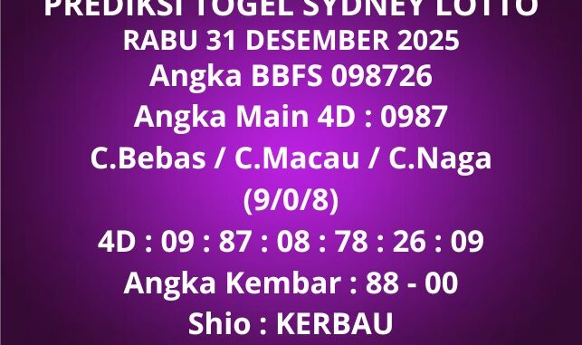Prediksi Togel Sydney Lotto