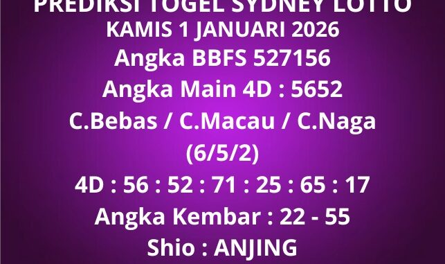 Prediksi Togel Sydney Lotto