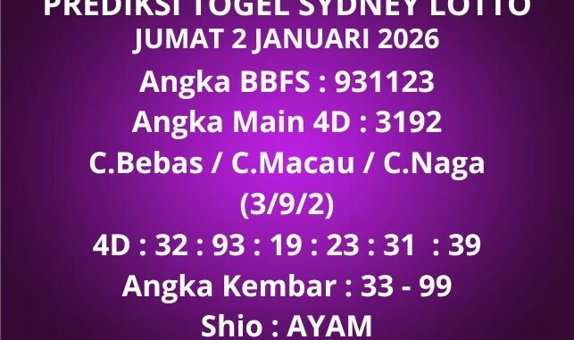 Prediksi Togel Sydney Lotto