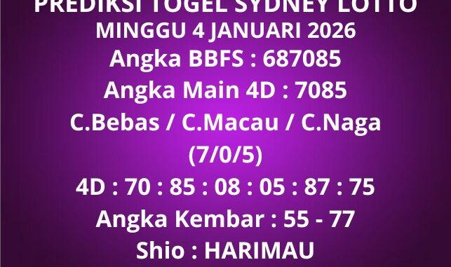 Prediksi Togel Sydney Lotto