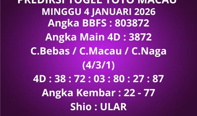 Prediksi Togel Toto Macau