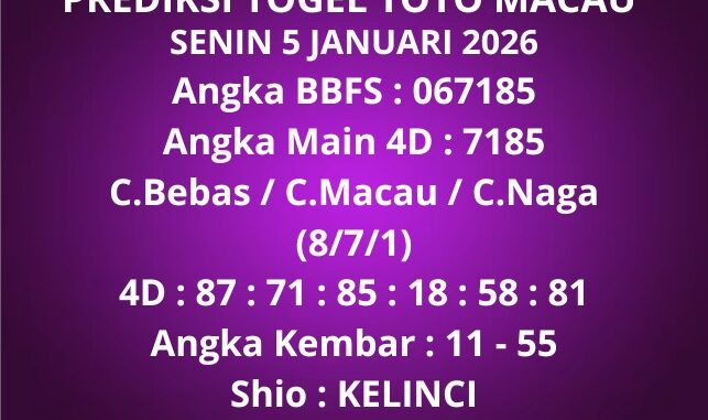 Prediksi Togel Toto Macau