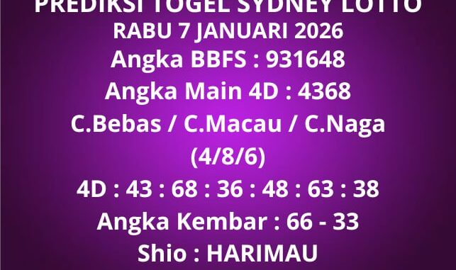 Prediksi Togel Sydney Lotto