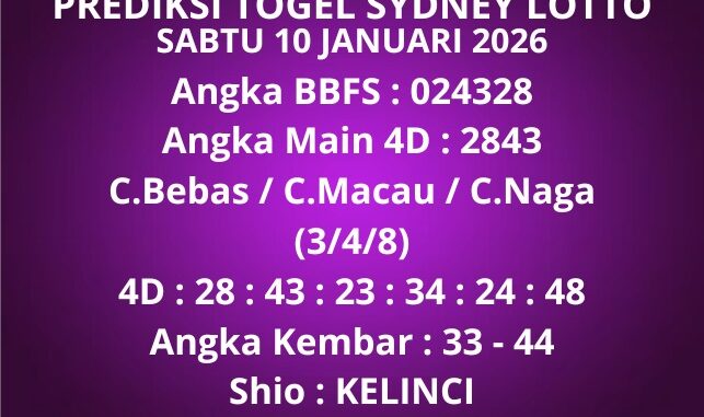 Prediksi Togel Sydney Lotto
