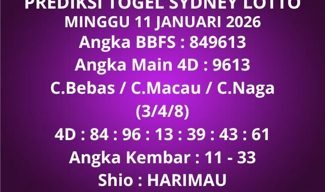 Prediksi Togel Sydney Lotto
