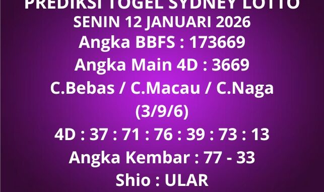 Prediksi Togel Sydney Lotto