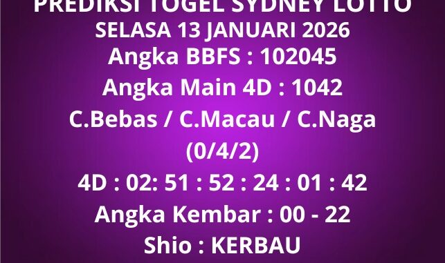Prediksi Togel Sydney Lotto