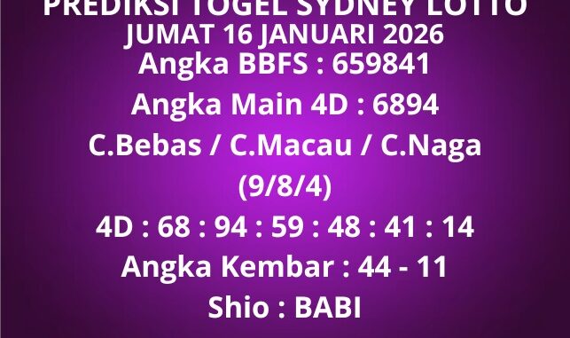 Prediksi Togel Sydney Lotto