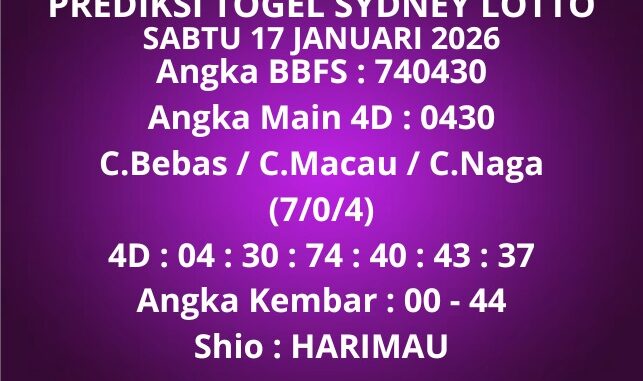 Prediksi Togel Sydney Lotto