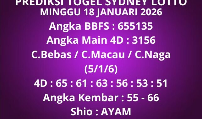 Prediksi Togel Sydney Lotto