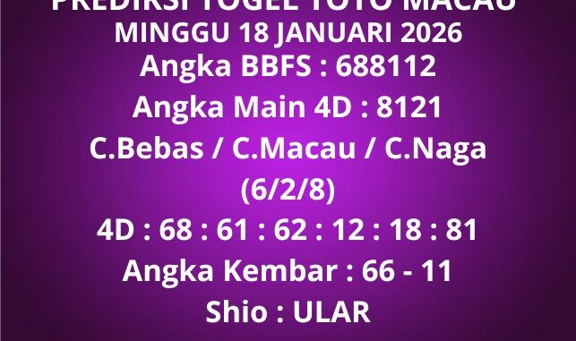 Prediksi Togel Toto Macau
