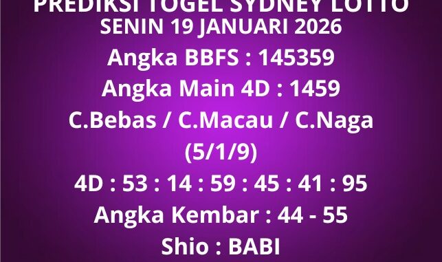 Prediksi Togel Sydney Lotto