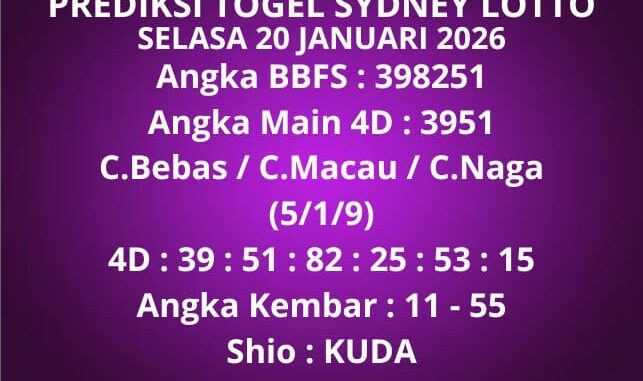 Prediksi Togel Sydney Lotto