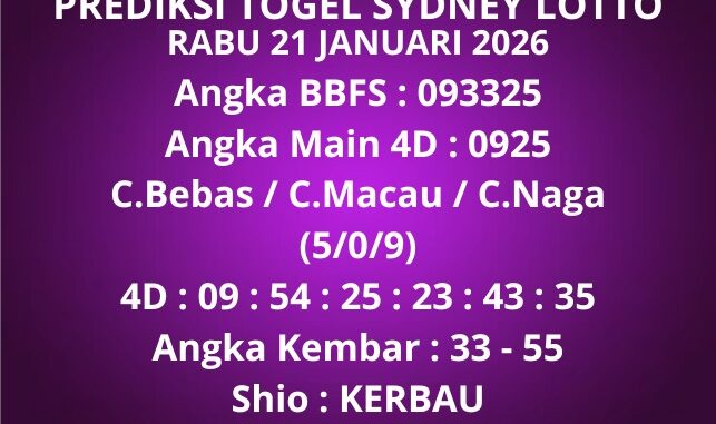 Prediksi Togel Sydney Lotto