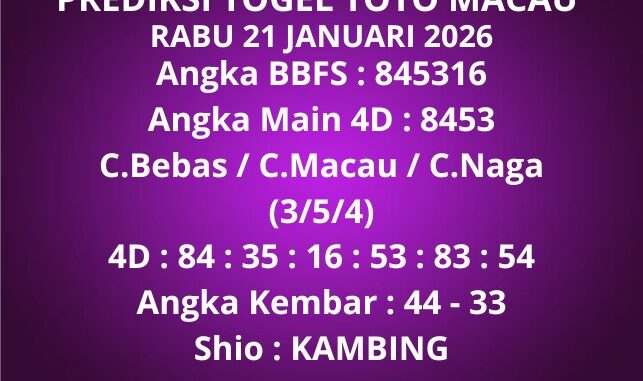 Prediksi Togel Toto Macau