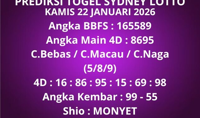 Prediksi Togel Sydney Lotto