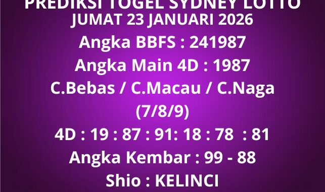 Prediksi Togel Sydney Lotto