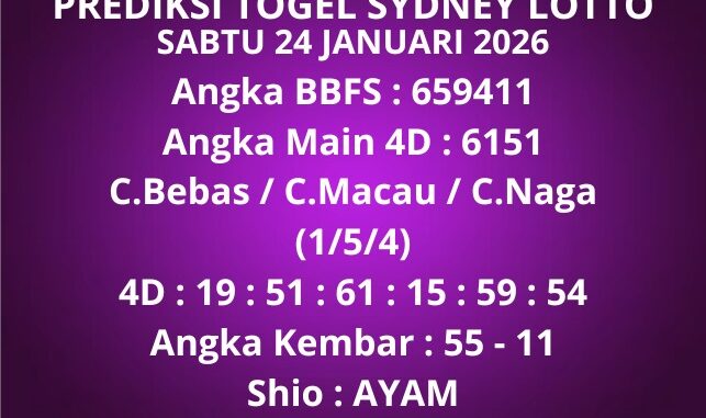 Prediksi Togel Sydney Lotto