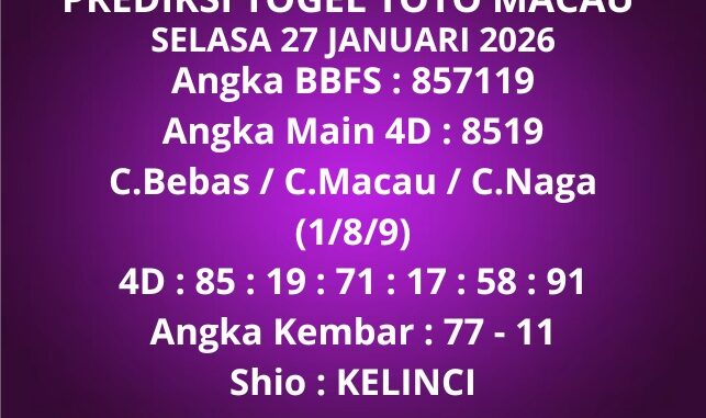 Prediksi Togel Toto Macau