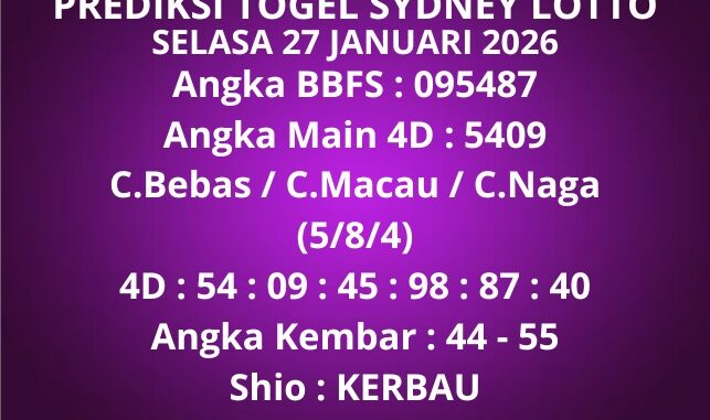 Prediksi Togel Sydney Lotto