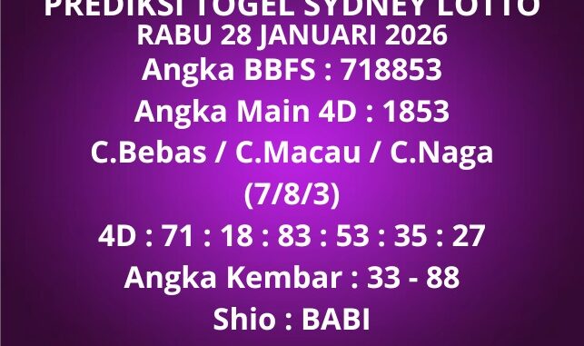 Prediksi Togel Sydney Lotto