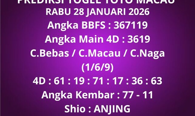 Prediksi Togel Toto Macau