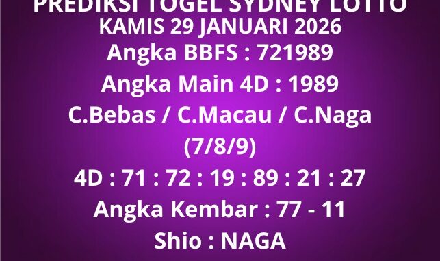Prediksi Togel Sydney Lotto