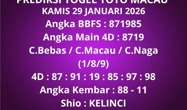 Prediksi Togel Toto Macau