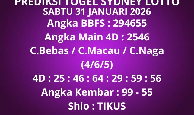 Prediksi Togel Sydney Lotto