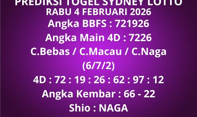 Prediksi Togel Sydney Lotto