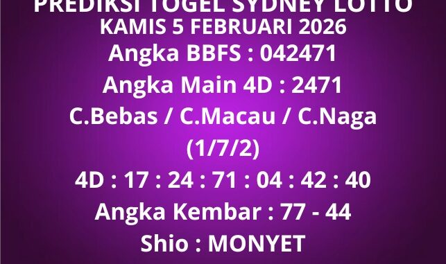 Prediksi Togel Sydney Lotto