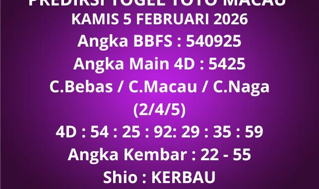 Prediksi Togel Toto Macau