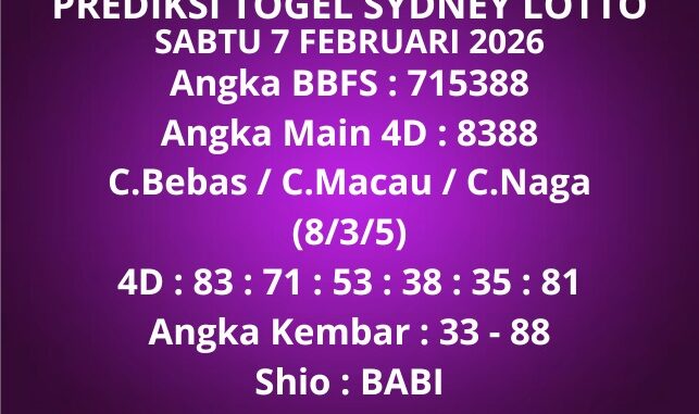 Prediksi Togel Sydney Lotto