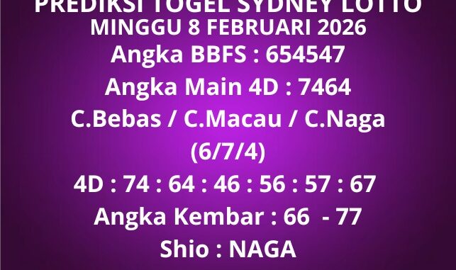 Prediksi Togel Sydney Lotto
