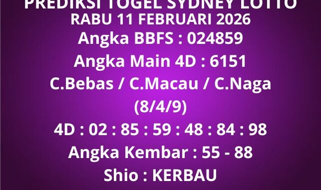 Prediksi Togel Sydney Lotto